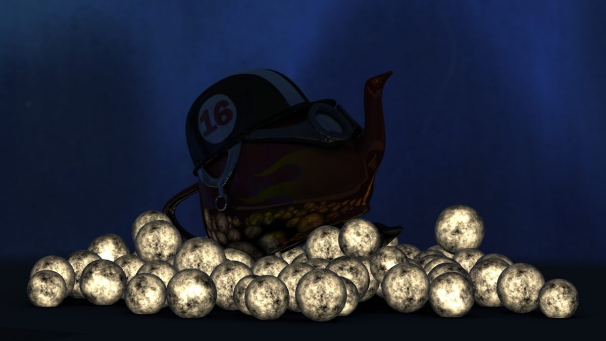 Balls with no bounce light – but note reflections
