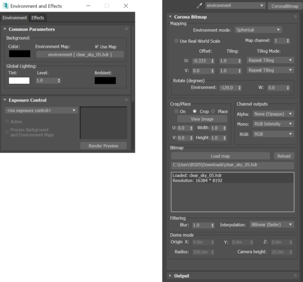 Thiết lập ánh sáng được sử dụng trong cảnh