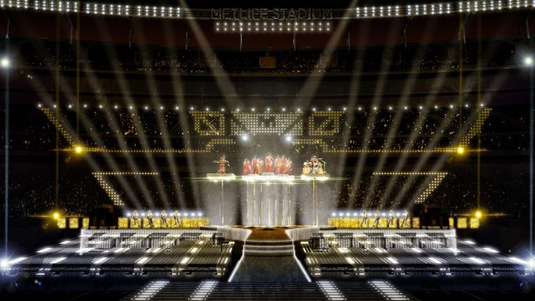 Show Early Study for Bruno Mars Half Time. Nhà thiết kế sản xuất: Bruce Rodgers