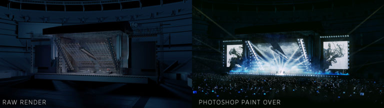 Trước và sau: Chuyến tham quan quái vật của Eminem & Rihanna. Nhà thiết kế sản xuất: Bruce Rodgers