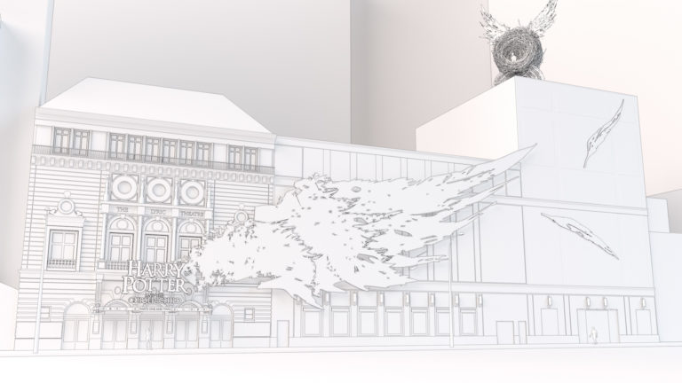 Sự phát triển giữa dòng của Marquee: Harry Potter và đứa trẻ bị nguyền rủa (Broadway). Nhà thiết kế sản xuất: Christine Jones