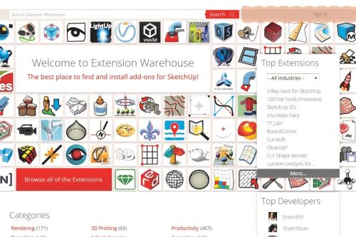 Kho mở rộng. Nguồn: extensions.sketchup.com