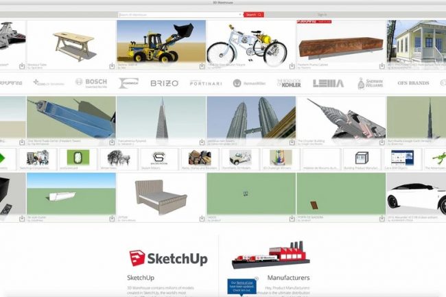 3D Warehouse có khá nhiều mô hình được tối ưu hóa cho chương trình. (Nguồn: help.sketchup.com)