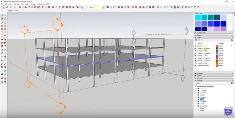 Sử dụng cắt phần cho hoạt ảnh trong SketchUp hoạt động tốt với hoạt ảnh xây dựng (Nguồn: TheSketchUpEssentials qua YouTube)