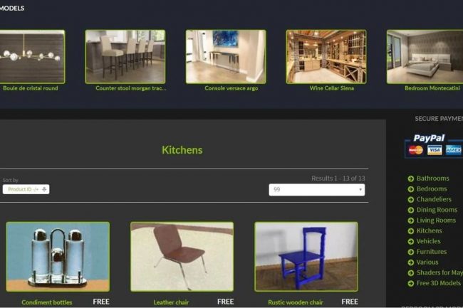 Nhiều mô hình và danh mục khác nhau trên Lugher 3D (Nguồn: lugher3d.com)