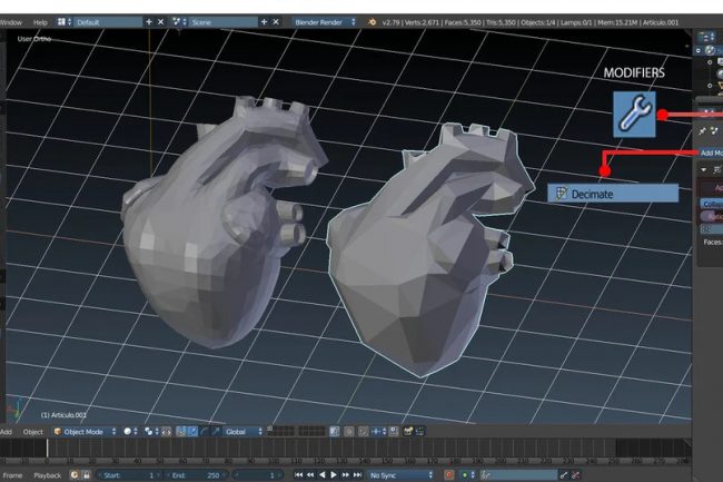 Mô hình trái tim đa giác trong Blender
