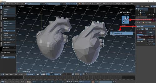 Ít trái tim trong Blender. Nguồn: Genaro Ponce / All3DP