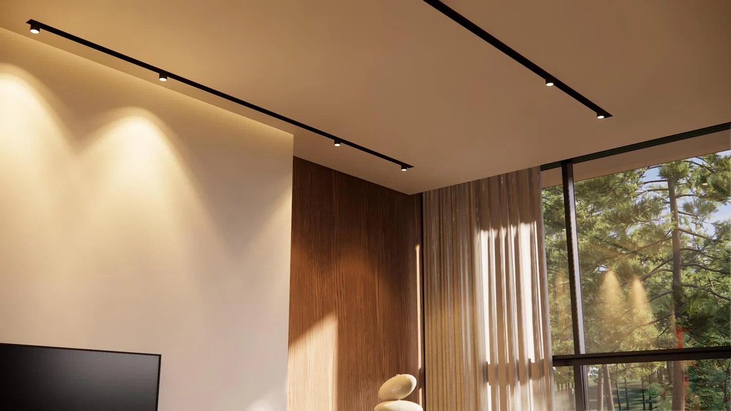 Example of light hotspot on wall due to proximity of fixture to wall