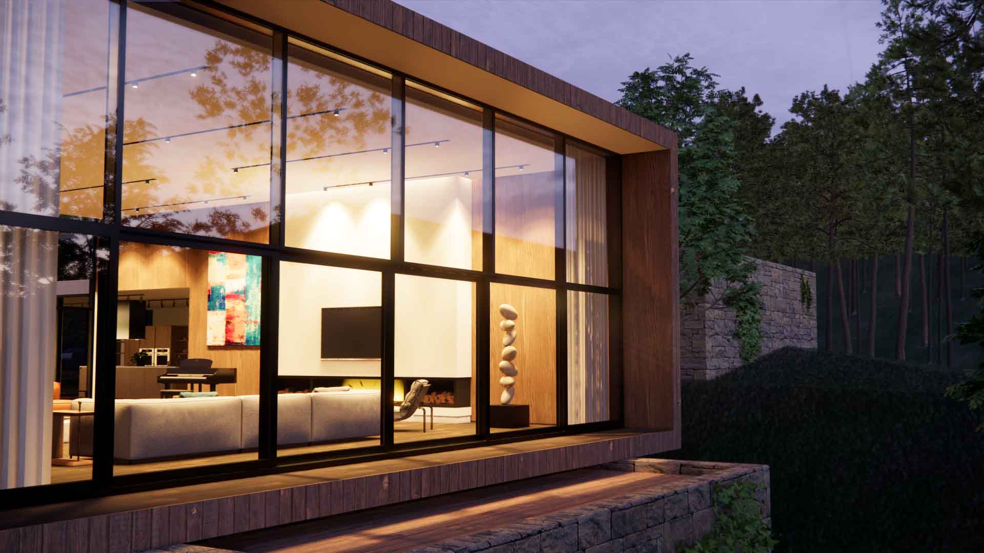 Exterior nighttime render