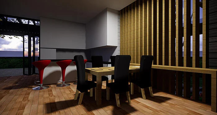 9. Một rectangular area light chiếu sáng phòng ăn