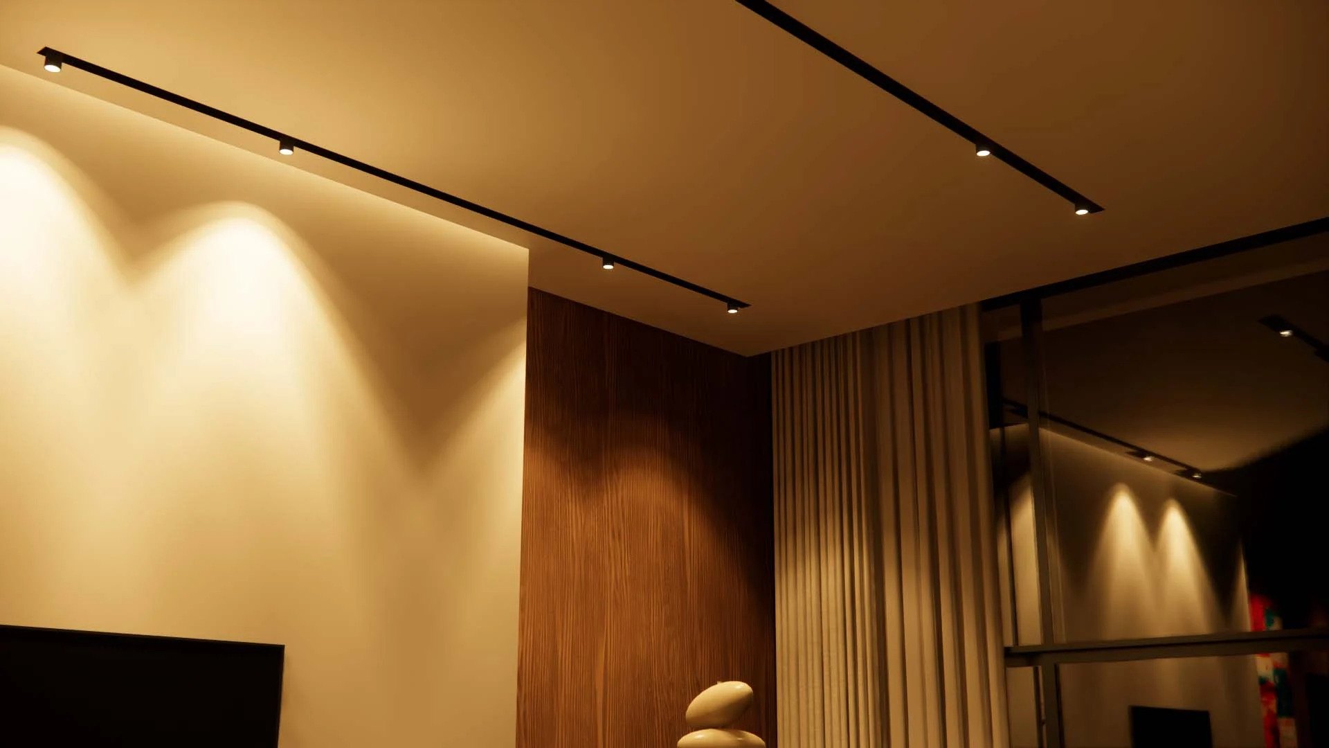 Nighttime rendering highlighting interior lighting