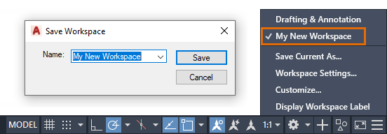 Cách tùy chỉnh không gian làm việc trong AutoCAD LT 4