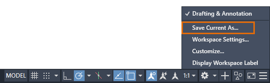 Cách tùy chỉnh không gian làm việc trong AutoCAD LT