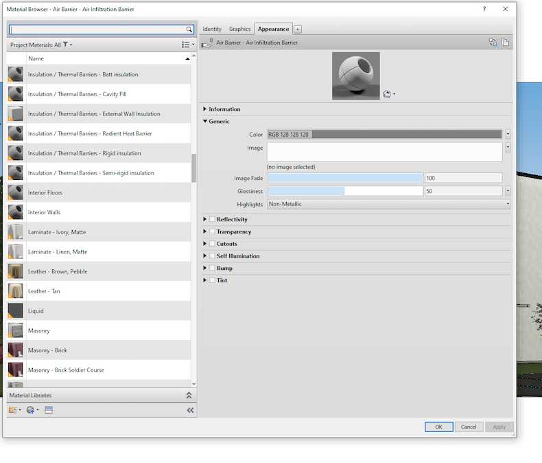 Trình duyệt Material trong Revit 2022 (Source: blog.bimsmith.com)