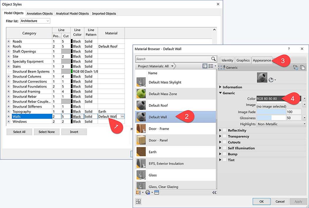 Autodesk Revit Default Wall material settings (Nguồn hình ảnh: blog.enscape3d.com)