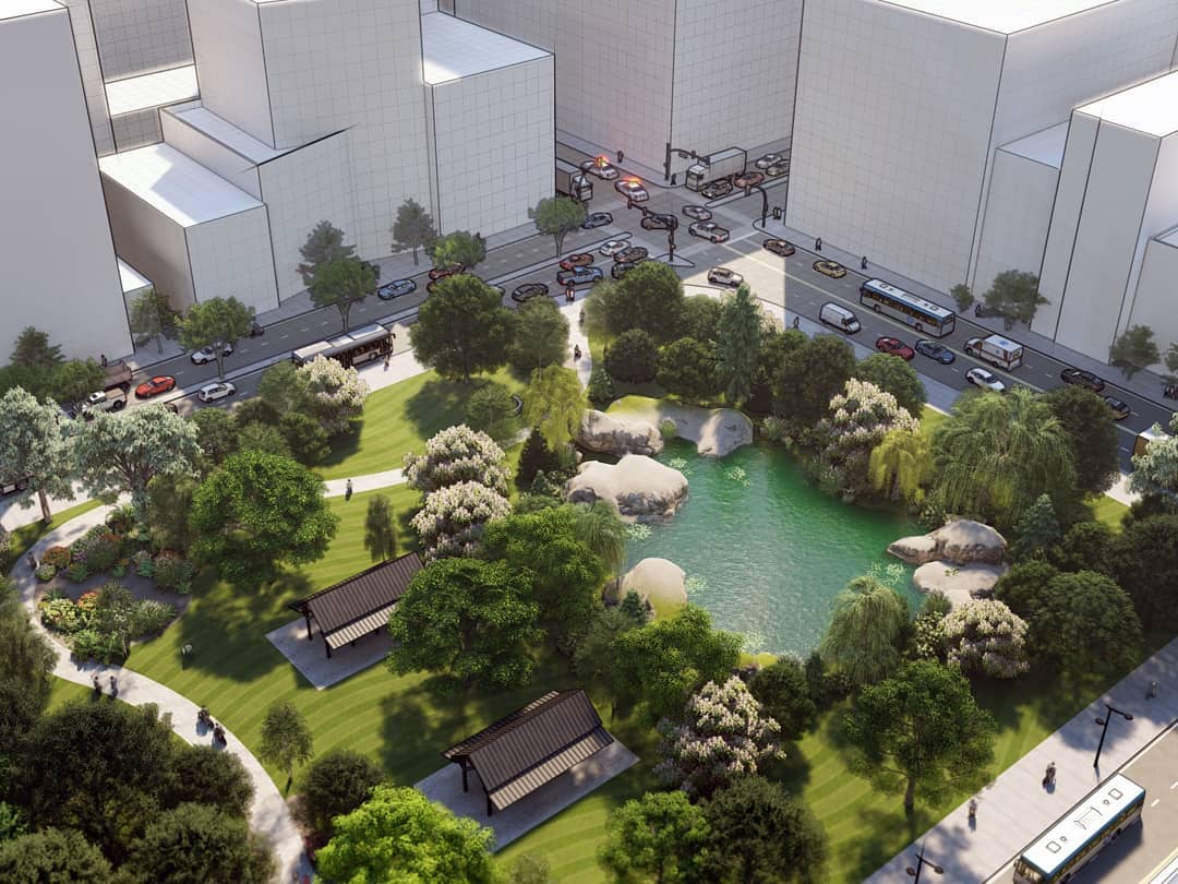 Thiết kế cảnh quan đô thị, được kết xuất bằng Lumion 10 bởi MOrenders.