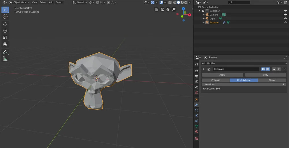 3 cách đơn giản giảm đa giác trong Blender 6