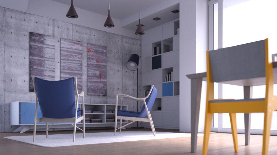 Bố trí ánh sáng và Render nội thất bằng V-Ray cho Cinema4D