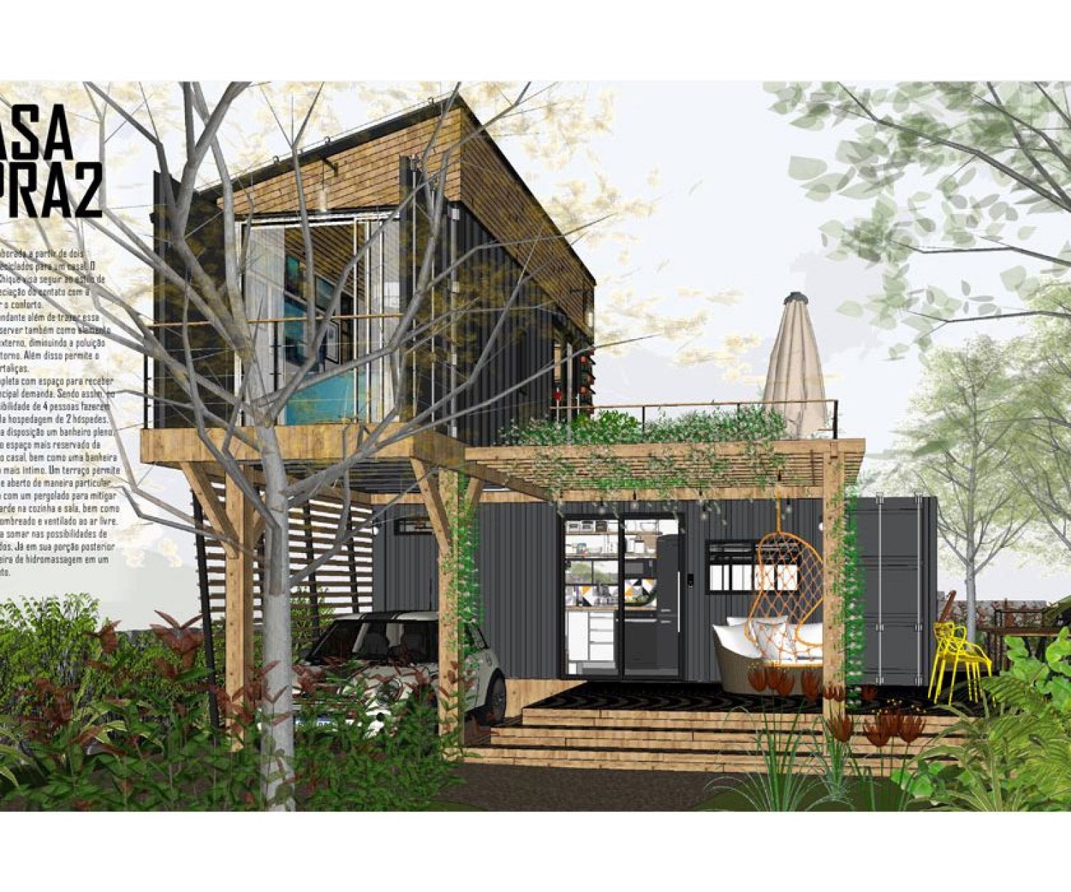 Luis khéo léo xếp các thùng chứa để tối đa hóa không gian ngoài trời có mái che.