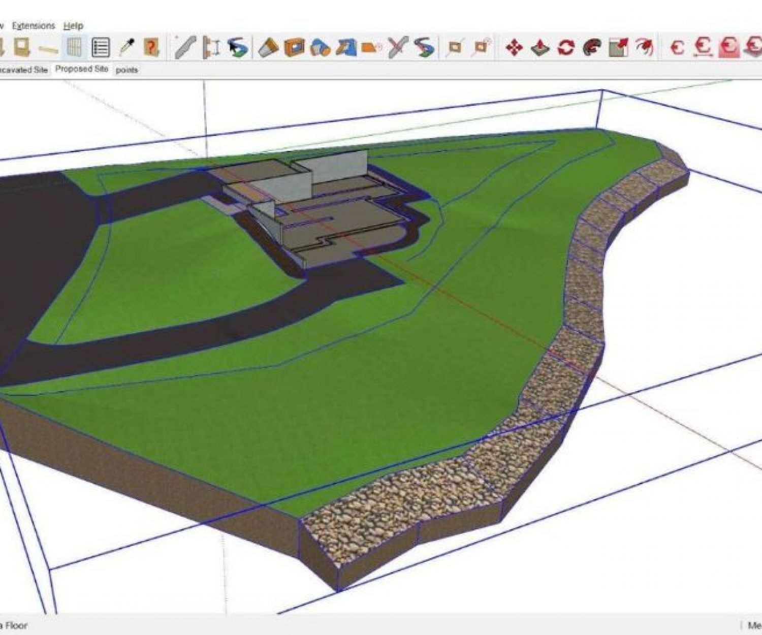 Dung tích đề xuất được xác định trong SketchUp.