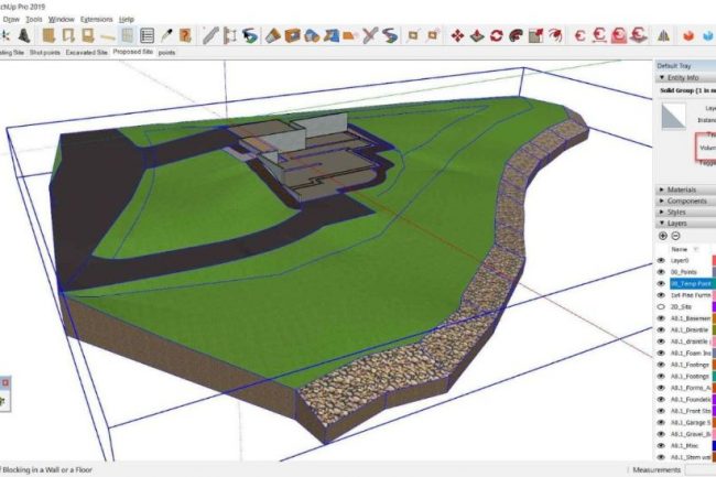 Dung tích đề xuất được xác định trong SketchUp.