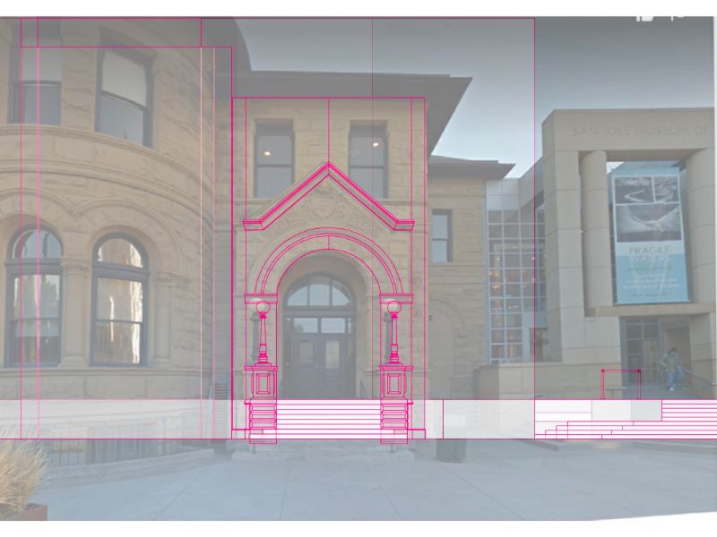 Sử dụng hình ảnh tham khảo để làm mô hình bên ngoài của tòa nhà.