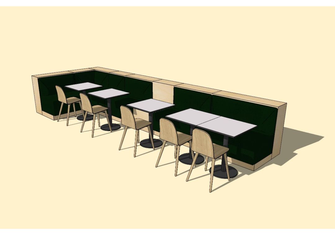 Tạo sự cân bằng hoàn hảo giữa sảnh tiếp khách êm ái và chỗ ngồi ăn uống.