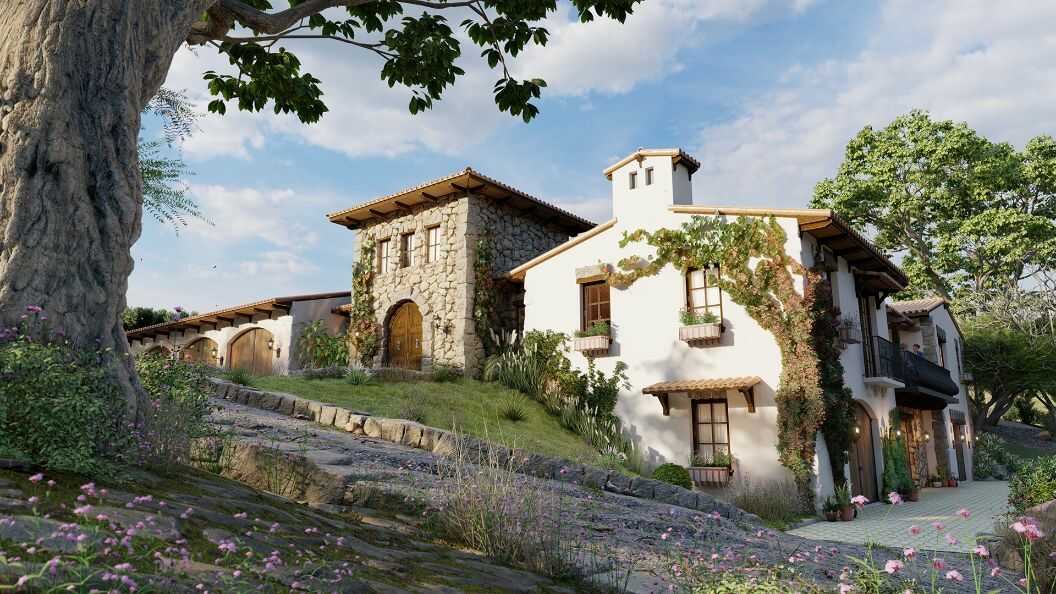 Biệt thự làng quê được ứng dụng Realistic Style.