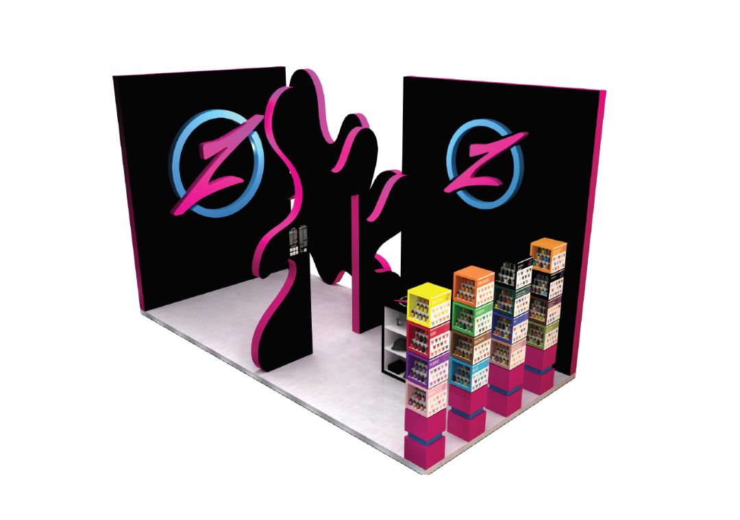 Gian hàng Intenze do Watkins và Kennedy thiết kế.