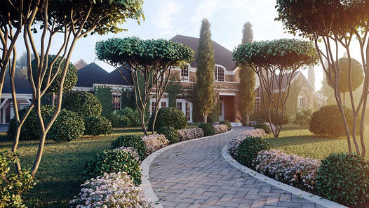 Khu vườn trang trọng (tác phẩm nghệ thuật CG của Arscom Studio, sử dụng Cinema 4D và Corona Renderer, Laubwerk Plants, bao gồm cả Kit 16).