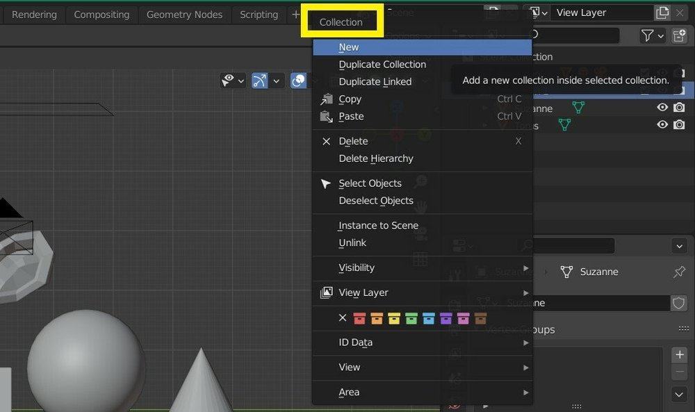 Cách nhóm các đối tượng trong Blender 4