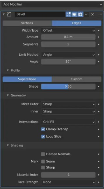 bo góc trong Blender