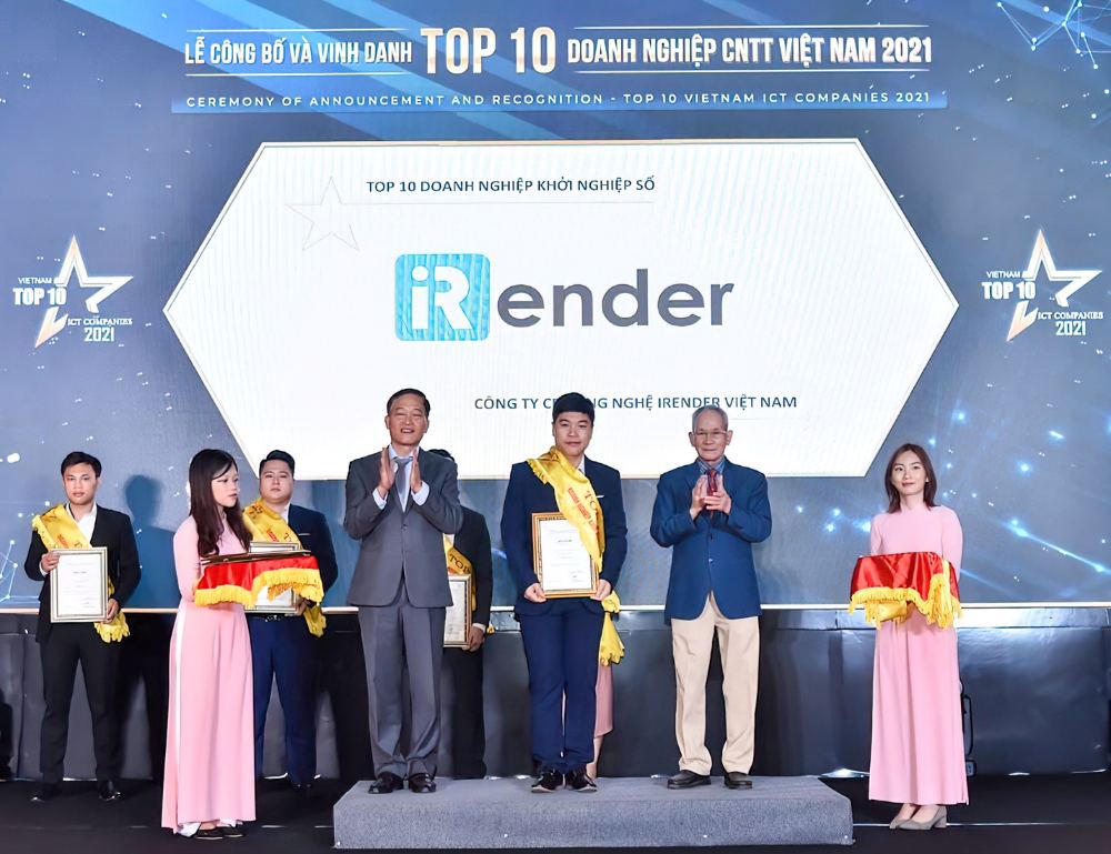 iRender được vinh danh trong Top 10 Doanh nghiệp Startup số năm 2021 tại buổi lễ, vào ngày 9/10.