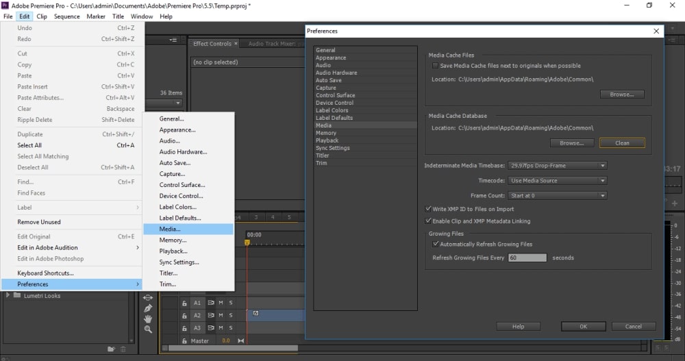 Cách giải phóng dung lượng ổ đĩa từ Adobe Premiere Pro 1