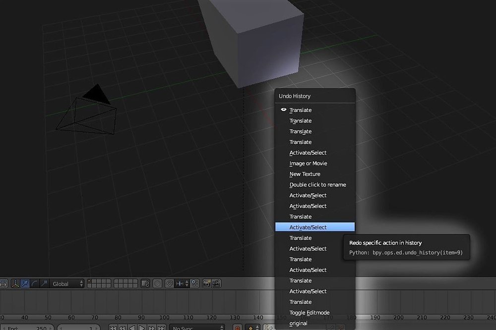Blender Undo and Redo