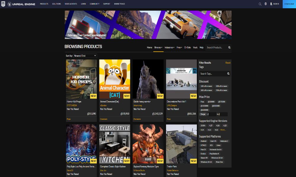 Unreal Engine's Asset Library | Nguồn: Unreal Engine