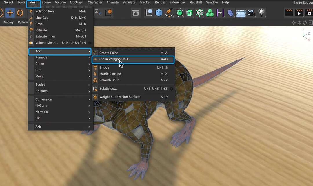 Đóng tất cả các lỗ polygon trong một lần trong Cinema 4D iRender với Cinema 4D 03