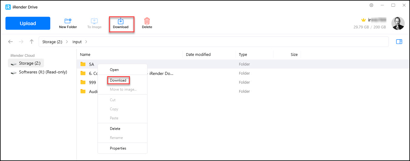 iRender Drive Download files