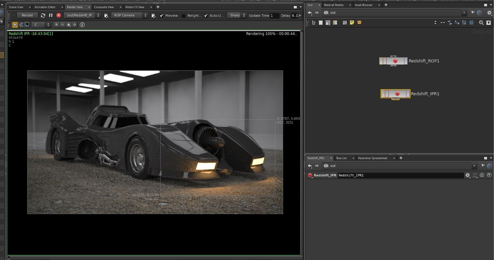 Chế độ render interactive của Redshift trong Houdini iRender với Redshift trong Houdini 03