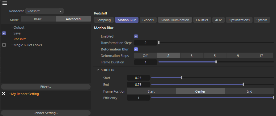 Cài đặt render nâng cao cho Motion Blur trong Redshift với Cinema 4D iRender với Cinema 4D và Redshift 01