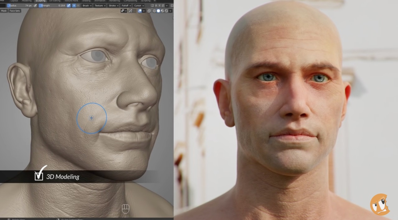 Cách tạo chân dung 3D chân thực trong Blender iRender với Blender 07
