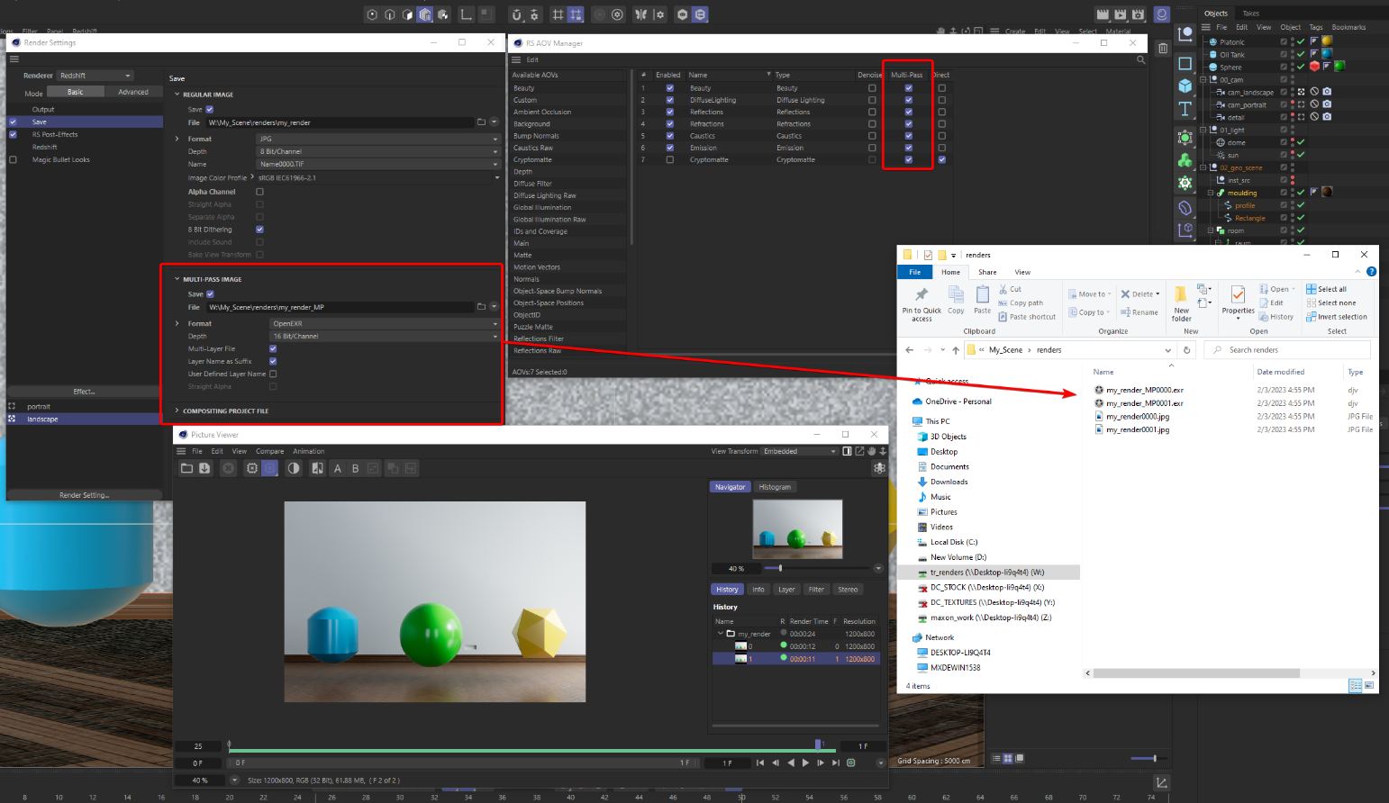 Cách render Redshift Cryptomatte AOVs với Team Render iRender với Redshift và Cinema 4D 04
