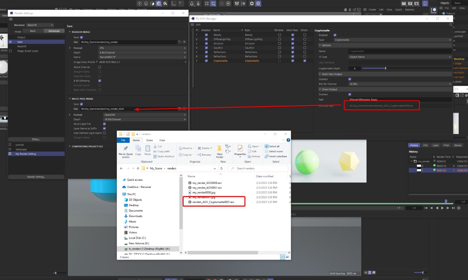 Cách render Redshift Cryptomatte AOVs với Team Render iRender với Redshift và Cinema 4D 05