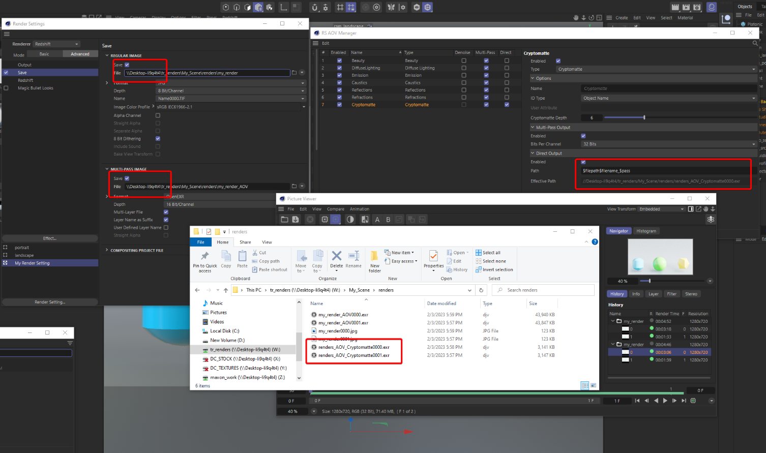 Cách render Redshift Cryptomatte AOVs với Team Render iRender với Redshift và Cinema 4D 09
