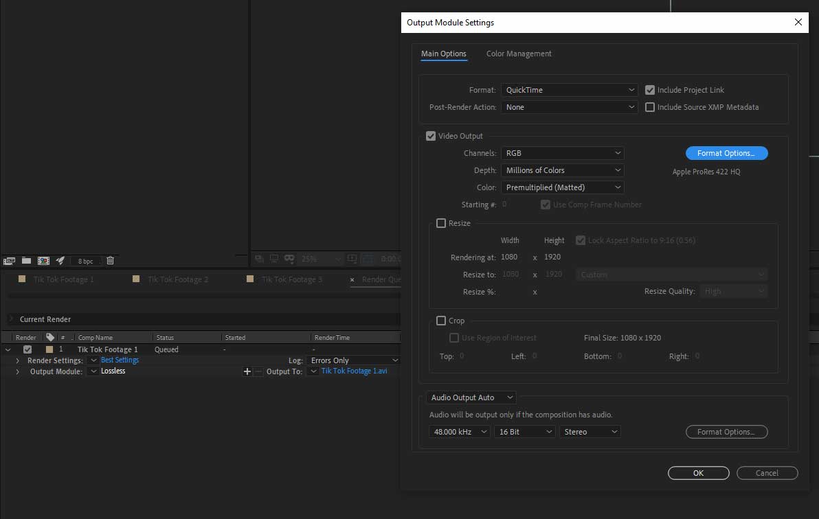 Cách render trong After Effects iRender với After Effects 03
