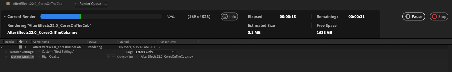 Render đa khung hình trong After Effects iRender với After Effects 02