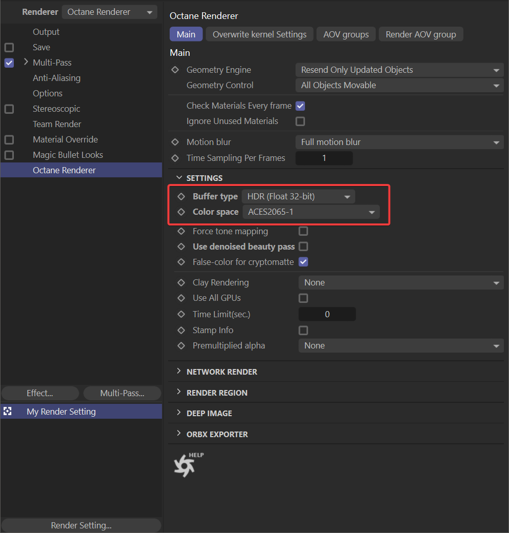 Cách sử dụng ACES/OCIO trong Octane cho Cinema 4D iRender với Cinema 4D và Octane 06