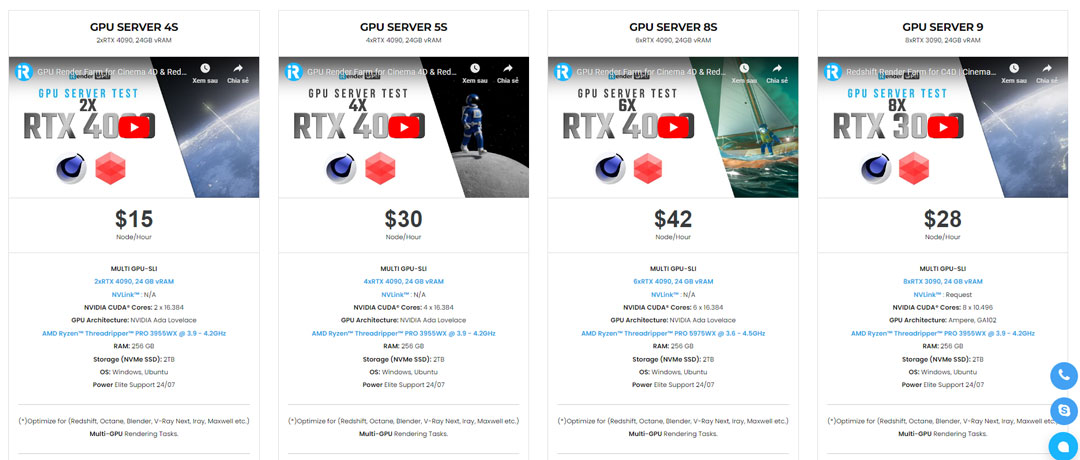 Gợi ý cấu hình tốt nhất cho kết xuất Redshift và Blender ảnh server