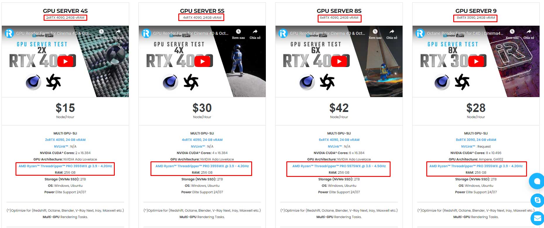 server cho Octane và C4D
