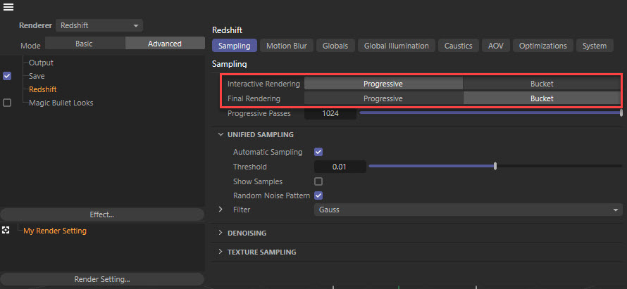 Bucket và progressive rendering trong Redshift với iRender 03